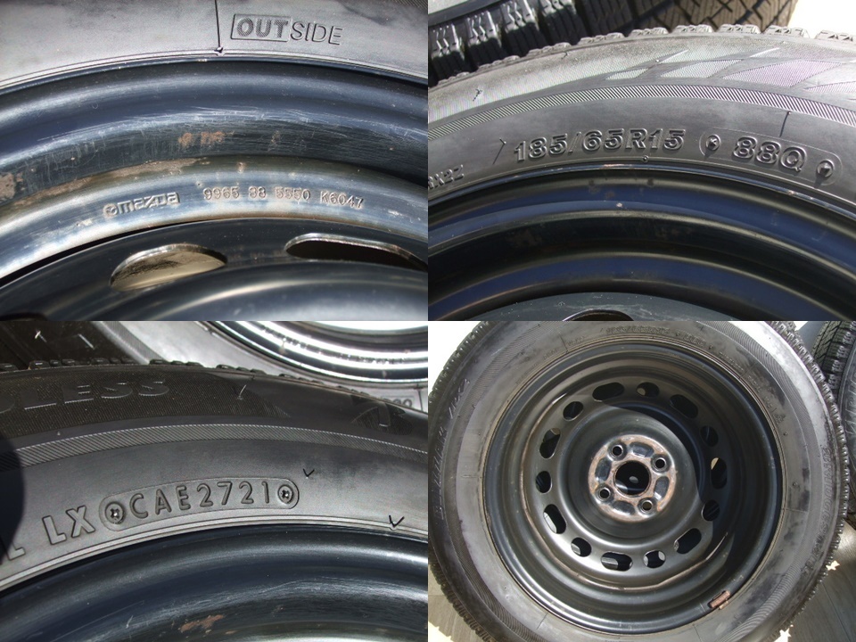 マツダ純正スチールホイール DJ系 デミオ MAZDA2 5.5J 100 +40 2019年製 VRX2 185/65R15 4本 B06_画像6