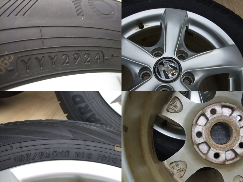AGA VW フォルクスワーゲン純正仕様 ゴルフ6/7 6J 112 +47 2024年製 バリ溝 iG70 195/65R15 4本 B04_画像6