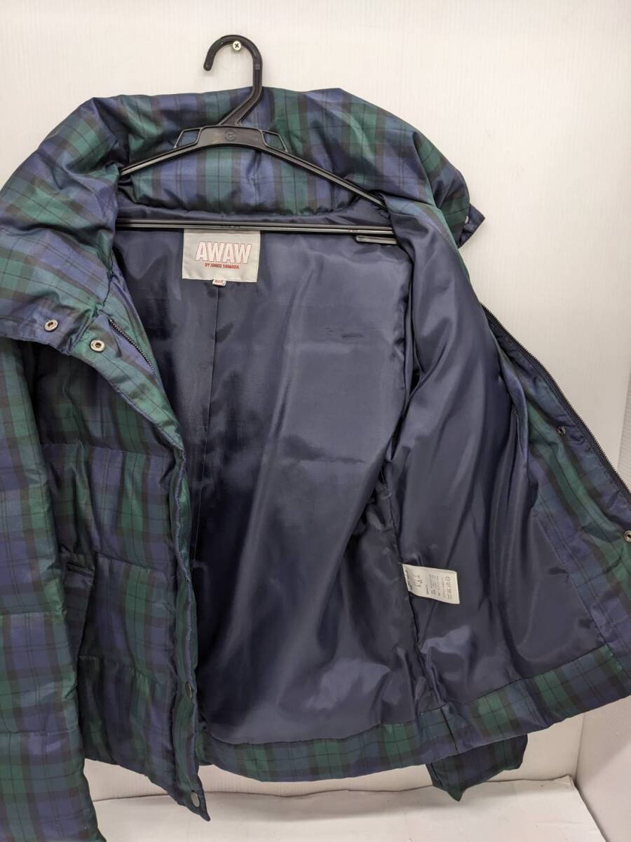 送料無料h55235 AWAW ジュンコシマダ 9AR ダウンジャケット チェック柄 緑×紺 アウター レディース 防寒着_画像3