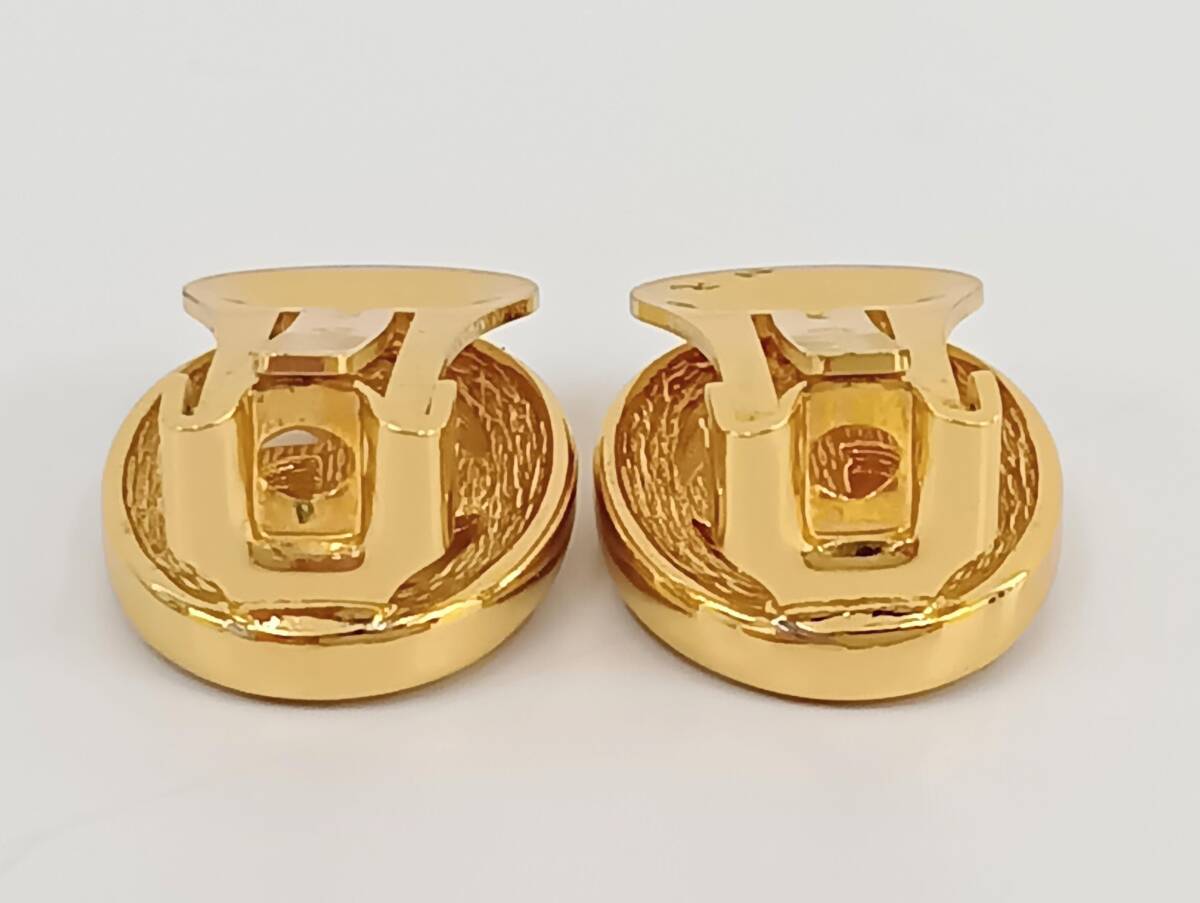 ☆Christian Dior クリスチャンディオール CD ロゴ ラインストーン オーバル型 イヤリング クリップ式 留め具 ヴィンテージ アクセサリー_画像9
