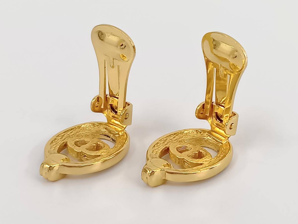 ☆Christian Dior クリスチャンディオール CD ロゴ ラインストーン オーバル型 イヤリング クリップ式 留め具 ヴィンテージ アクセサリー_画像7