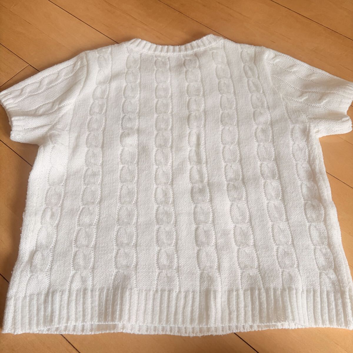 白 ニットセーター 半袖_画像3