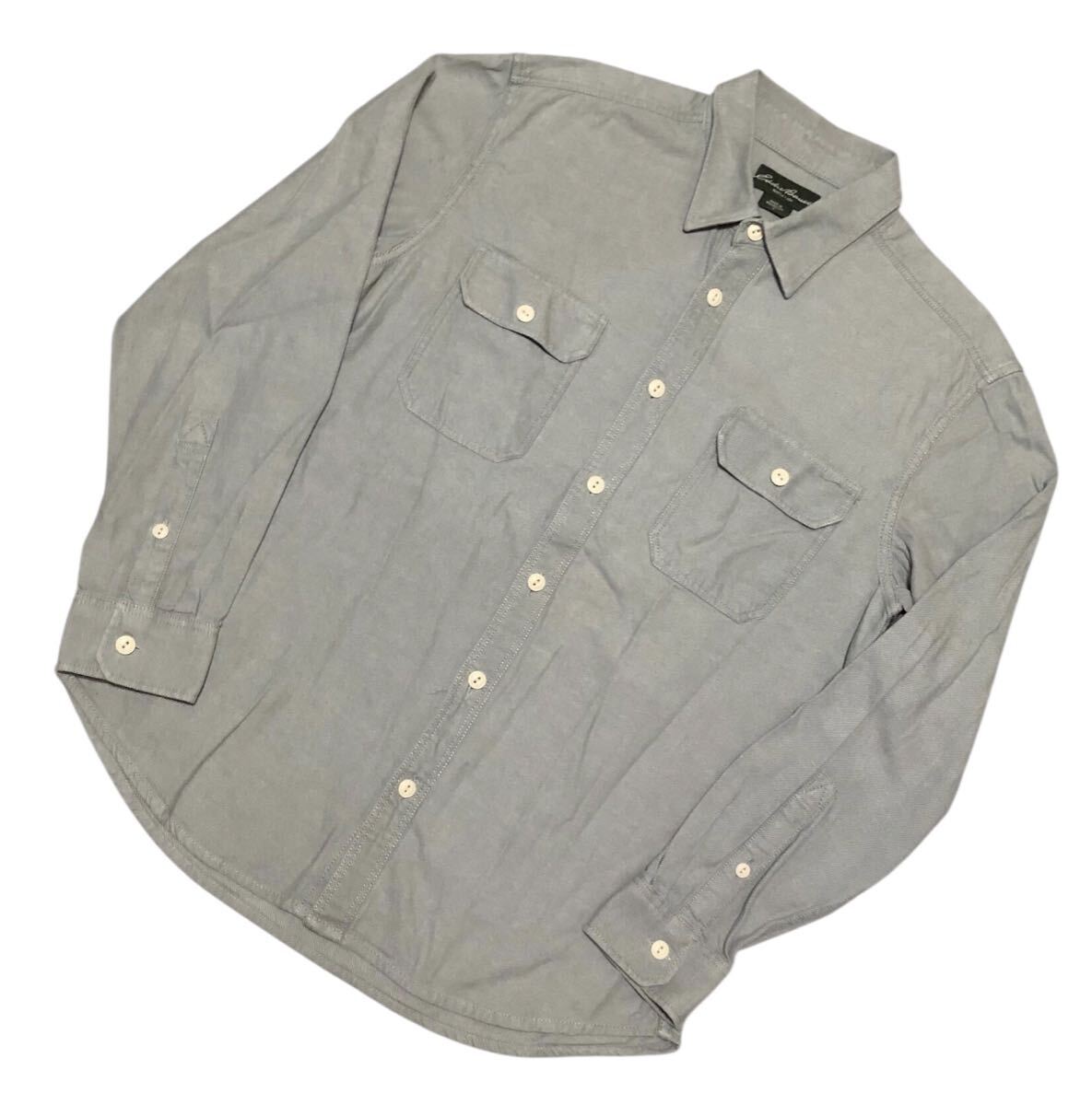 ■Eddie Bauer エディーバウアー■コットン 長袖 シャツ ライトグレー M_画像3