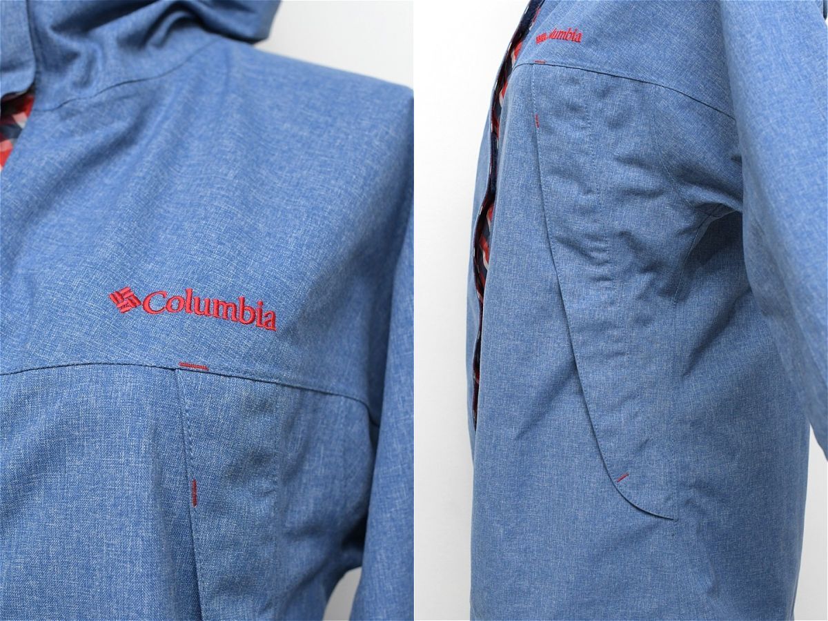 Q351/Columbia マウンテンパーカー ワバシュ OMNI-TECH ブルゾン ナイロンジャケット 防水 ダブルジップ M 青 アウトドア タウンユース_画像8