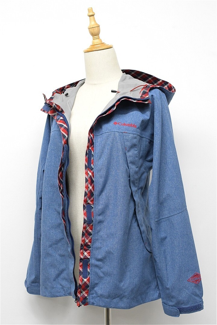 Q351/Columbia マウンテンパーカー ワバシュ OMNI-TECH ブルゾン ナイロンジャケット 防水 ダブルジップ M 青 アウトドア タウンユース_画像2
