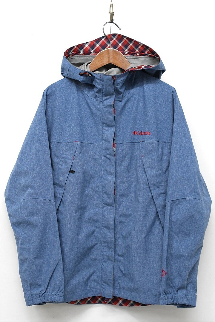 Q351/Columbia マウンテンパーカー ワバシュ OMNI-TECH ブルゾン ナイロンジャケット 防水 ダブルジップ M 青 アウトドア タウンユース_画像4