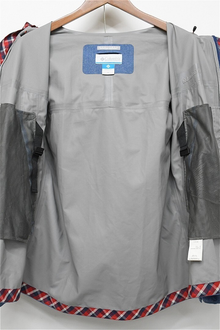 Q351/Columbia マウンテンパーカー ワバシュ OMNI-TECH ブルゾン ナイロンジャケット 防水 ダブルジップ M 青 アウトドア タウンユース_画像6