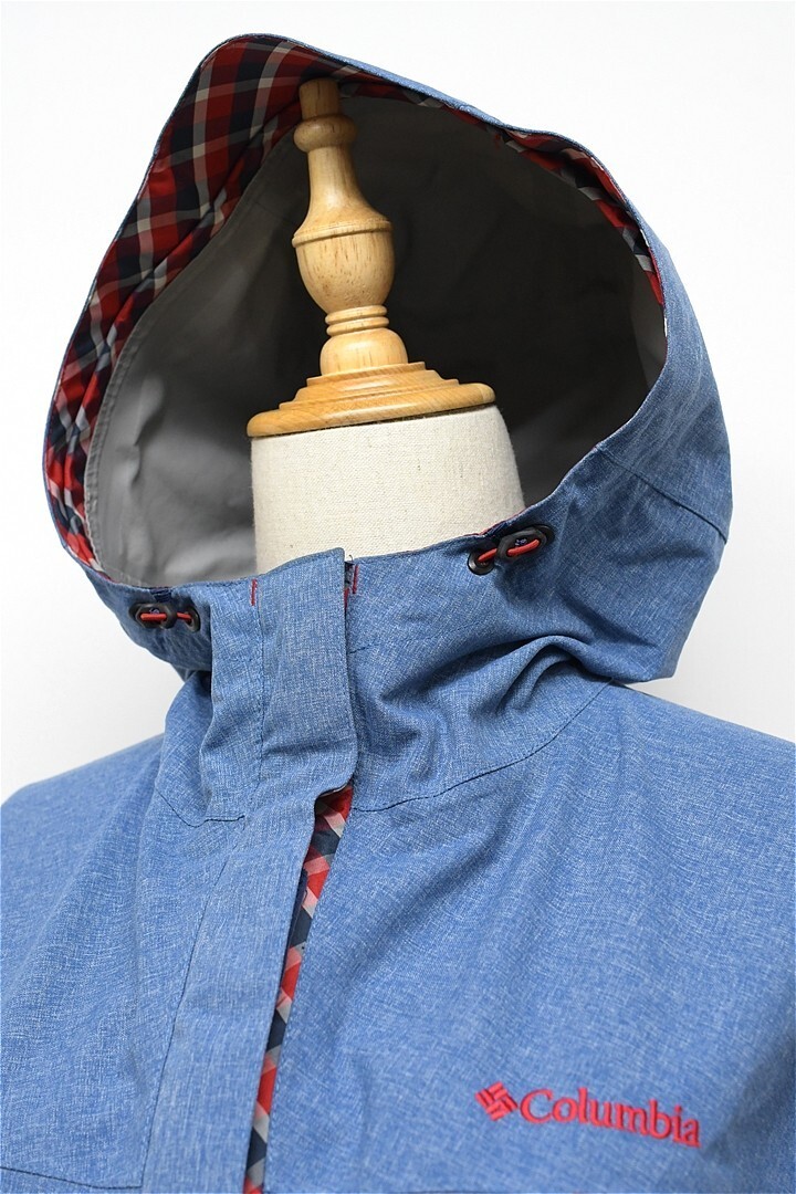 Q351/Columbia マウンテンパーカー ワバシュ OMNI-TECH ブルゾン ナイロンジャケット 防水 ダブルジップ M 青 アウトドア タウンユース_画像7