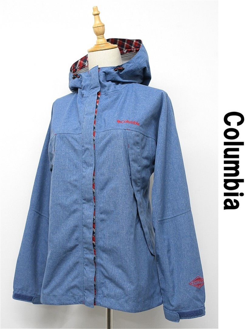 Q351/Columbia マウンテンパーカー ワバシュ OMNI-TECH ブルゾン ナイロンジャケット 防水 ダブルジップ M 青 アウトドア タウンユース_画像1
