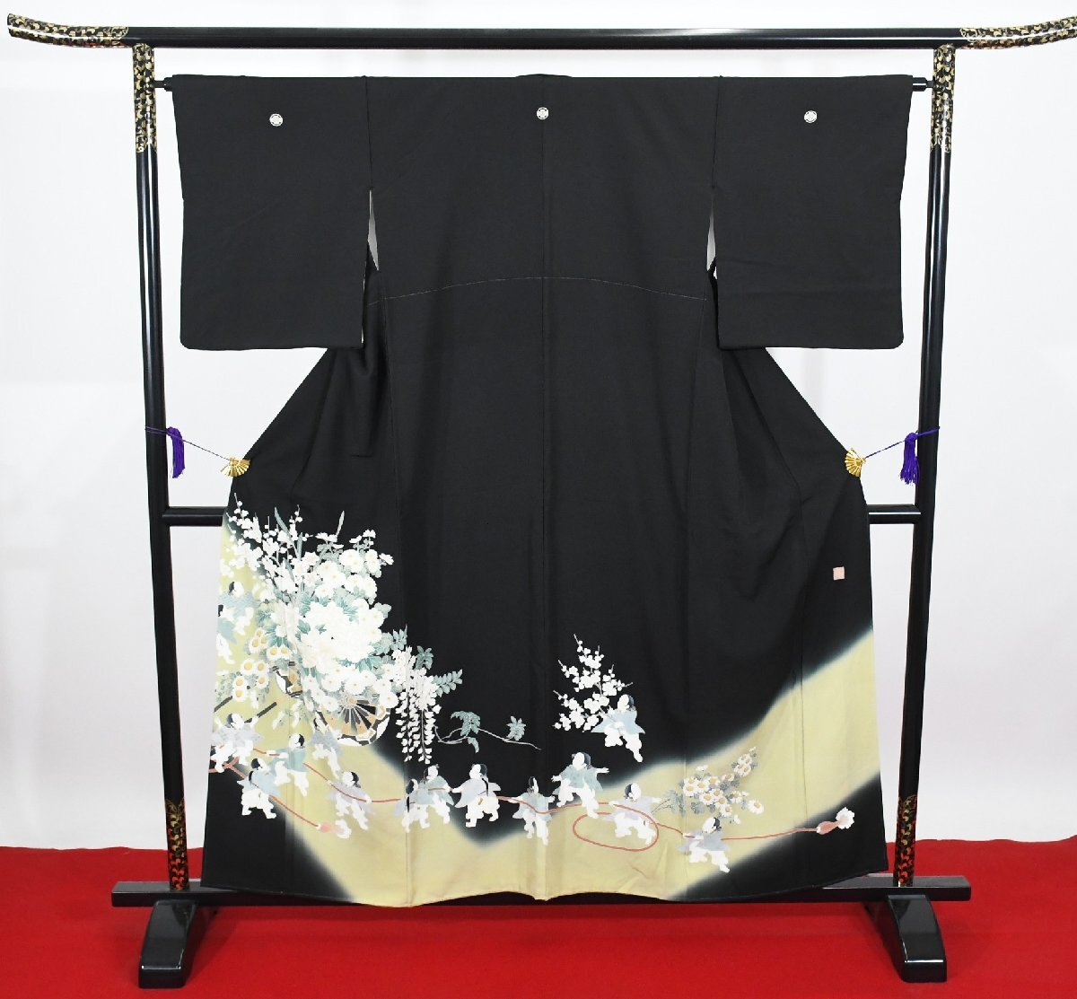 黒留袖 結婚式 児童 小僧 佳二郎 糸 身丈１４９cm 裄丈６４．５cm ★着物 e-１４７５ 桜庭呉服店_画像1