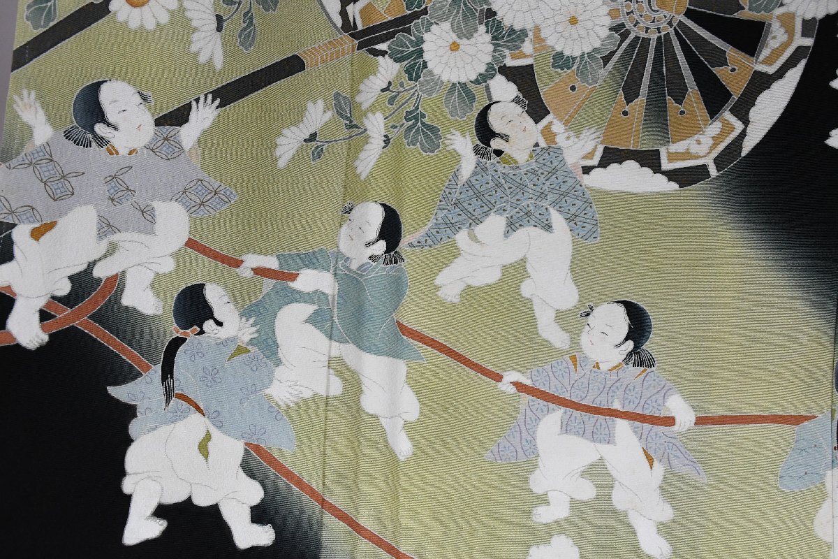 黒留袖 結婚式 児童 小僧 佳二郎 糸 身丈１４９cm 裄丈６４．５cm ★着物 e-１４７５ 桜庭呉服店_画像3