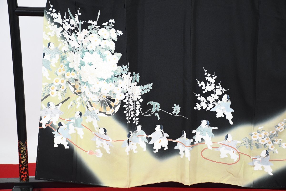 黒留袖 結婚式 児童 小僧 佳二郎 糸 身丈１４９cm 裄丈６４．５cm ★着物 e-１４７５ 桜庭呉服店_画像2