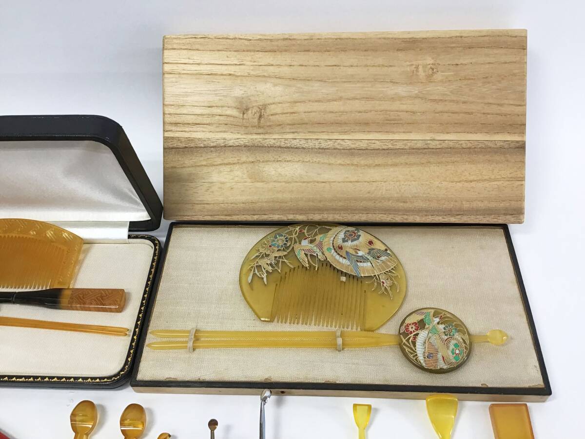 大量 髪飾り セット かんざし 簪 前櫛 櫛 平打ちかんざし 玉簪 笄 鼈甲 金彩 蒔絵 装身具 装飾具 和装小物 日本髪 伝統工芸 まとめて_画像3
