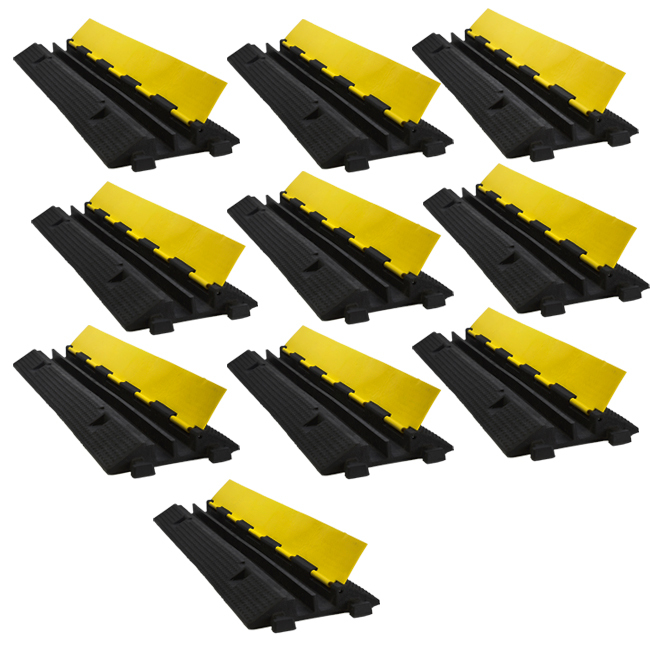 新品10本１セット ２列　ジャケット ケーブルプロテクター ケーブル保護 配線カバー 工事現場 イベント 領収書発行可能_画像1