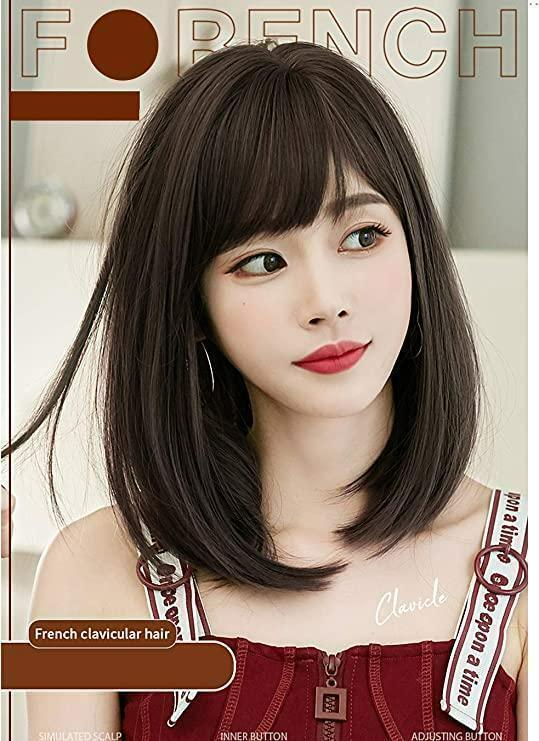 ウィッグ レディース ミディアム ボブ フルウィッグ 女性 カツラ 女の子 前髪_画像3