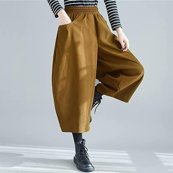 [F] брюки широкий брюки гаучо брюки длинный лодыжка симпатичный свободно 