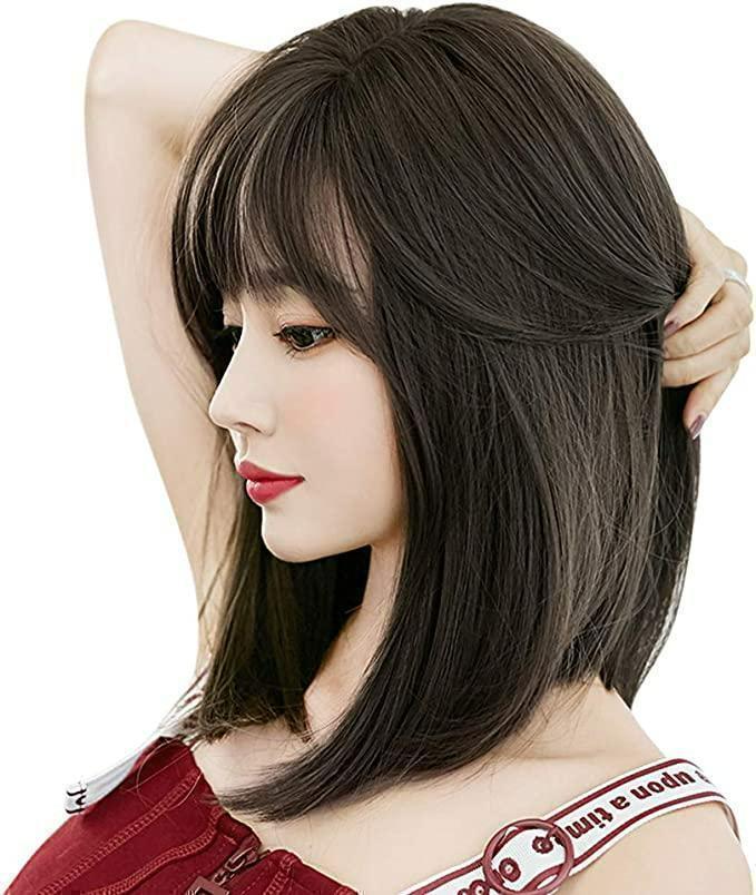 ウィッグ レディース ミディアム ボブ フルウィッグ 女性 カツラ 女の子 前髪_画像1