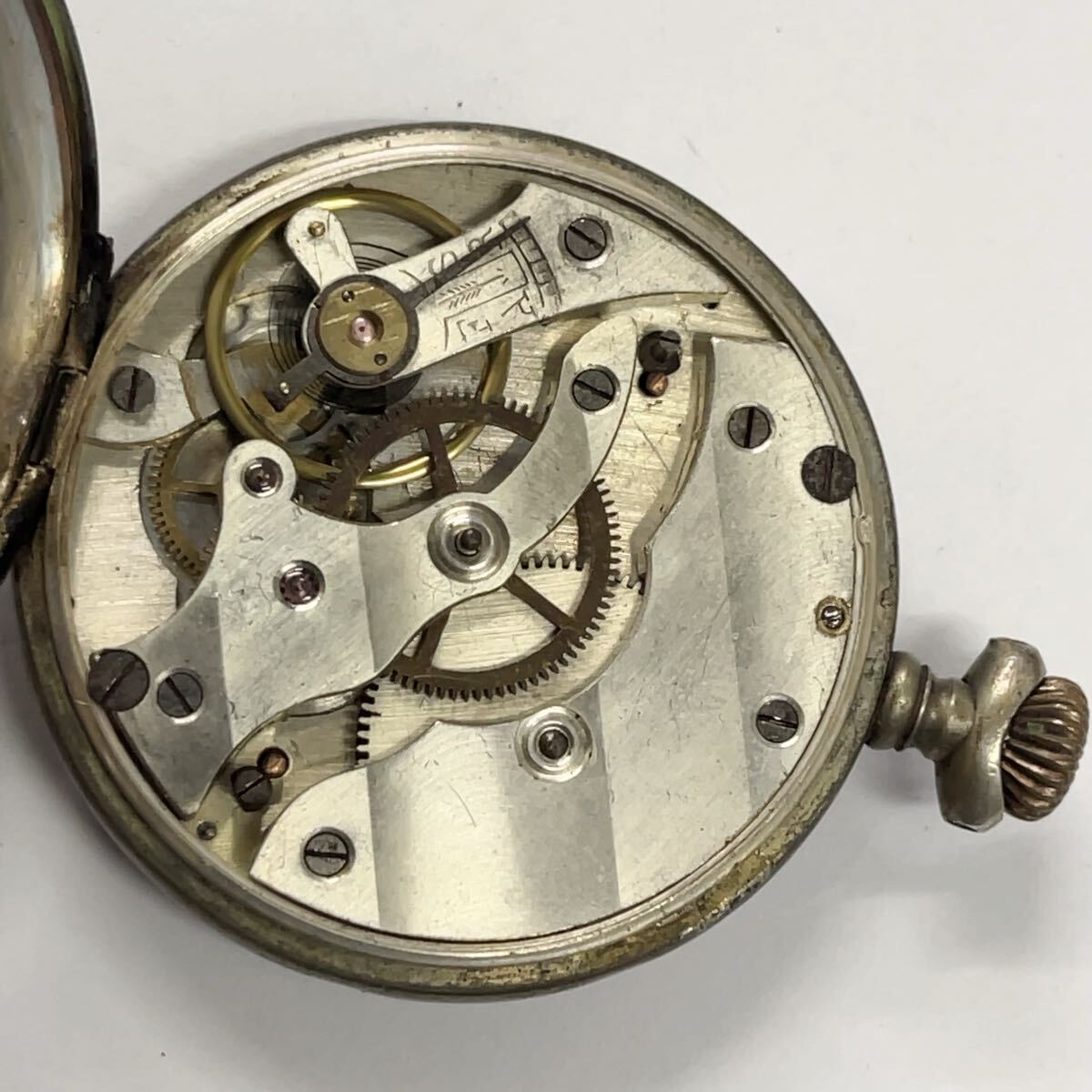 アンティーク 銀製 Siver800 ADVANTAGE 手巻き 懐中時計 スモセコ 白文字盤_画像4