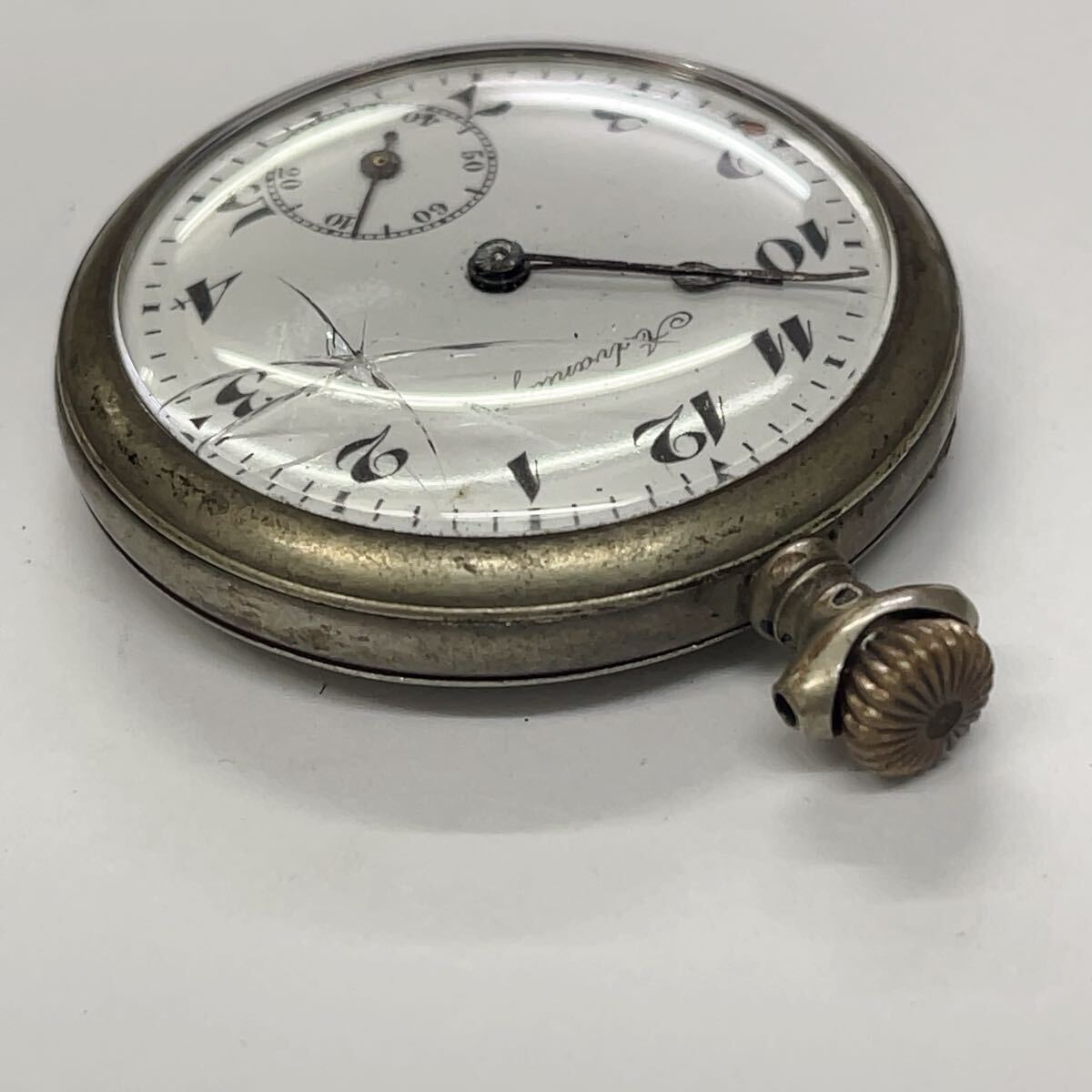 アンティーク 銀製 Siver800 ADVANTAGE 手巻き 懐中時計 スモセコ 白文字盤_画像7