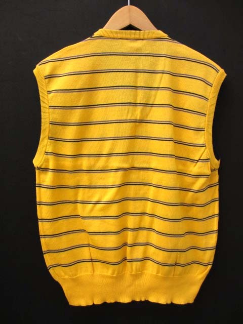 【Y】美品 ダンヒル dunhill ヴィンテージ Vネック コットン ボーダー ニットベスト M /A4_画像2