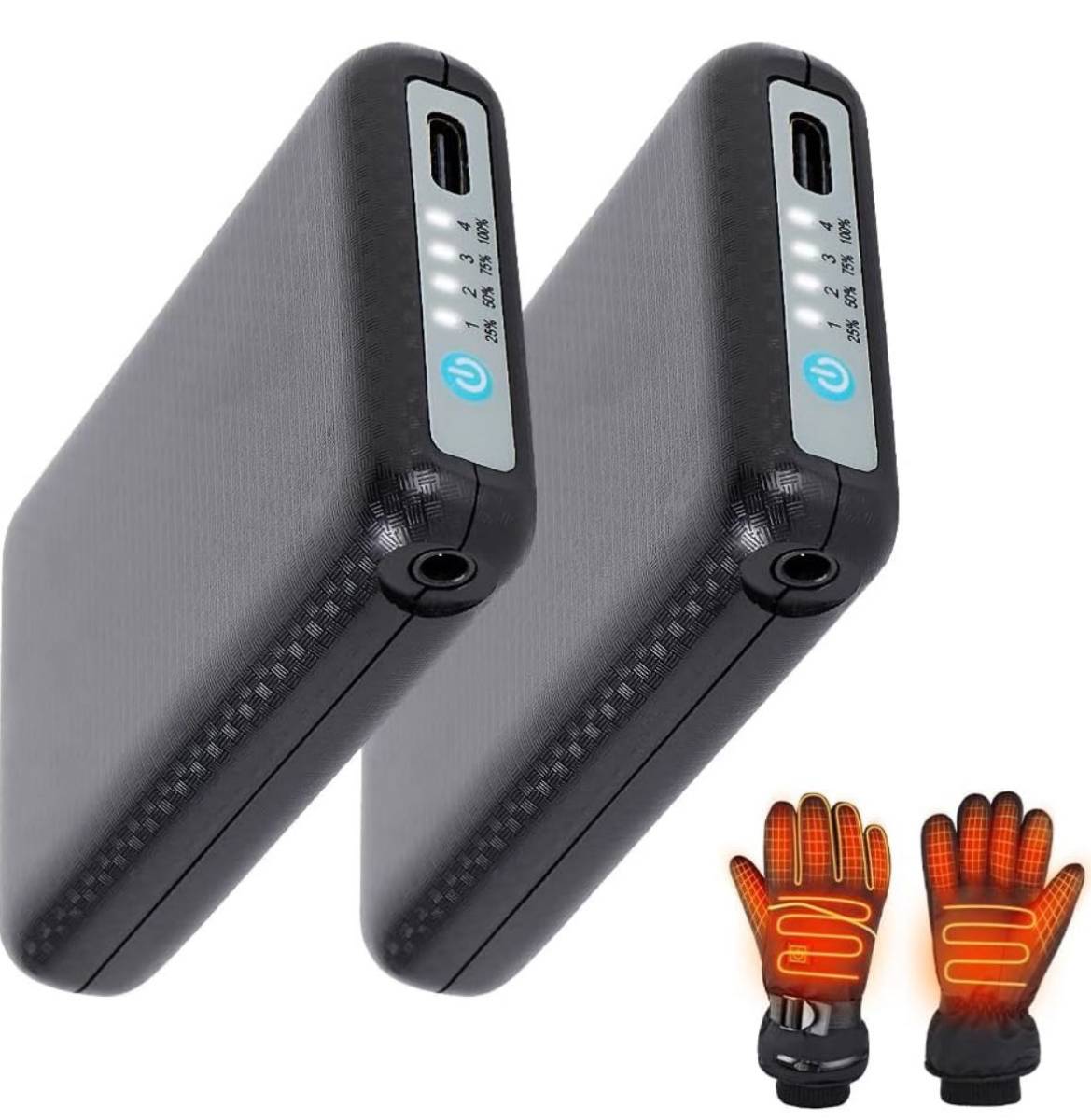 2個セット モバイルバッテリー 6000mAh 電熱グローブ バッテリー DC7.4V高出力 電熱グローブ 電熱手袋用 バッテリー DC出力ポート 7.4V電気_画像1