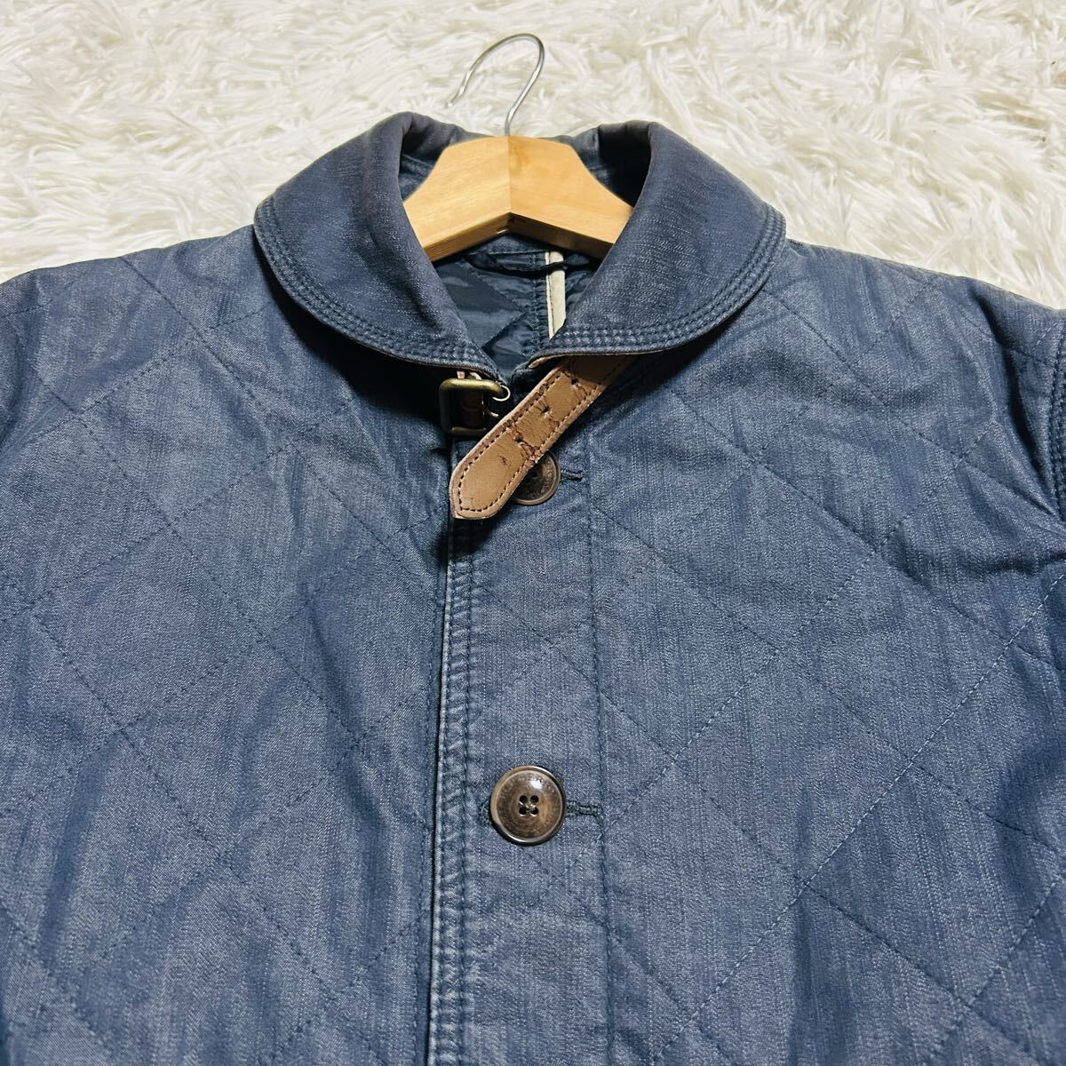 極美品/Mサイズ●BURBERRY BLACKLABEL バーバリーブラックレーベル キルティング ジャケット ブルゾン 刻印釦 チェック柄 中綿入り 大きめM