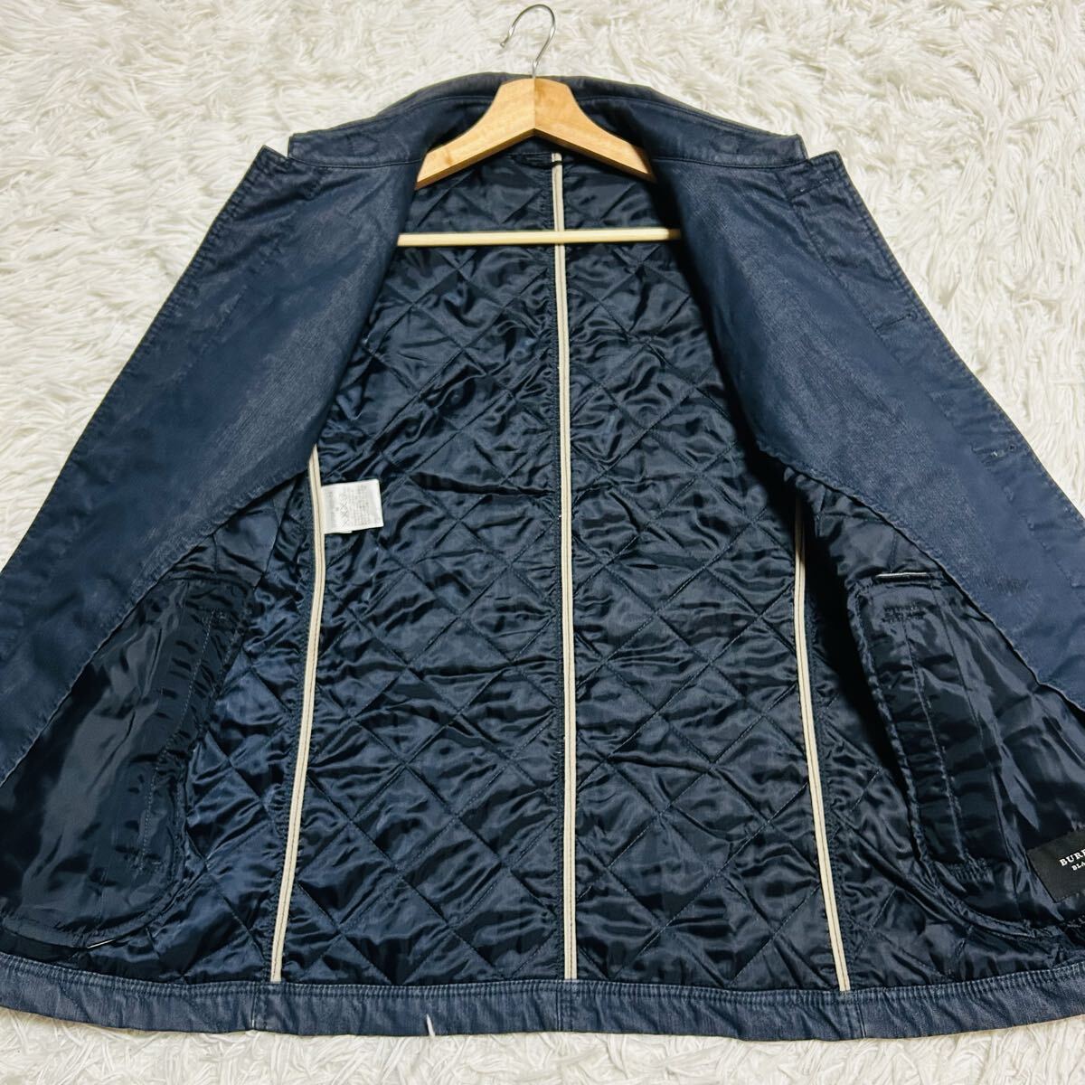極美品/Mサイズ●BURBERRY BLACKLABEL バーバリーブラックレーベル キルティング ジャケット ブルゾン 刻印釦 チェック柄 中綿入り 大きめM