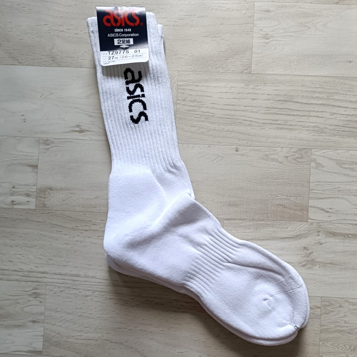 ASICS アシックス スポーツ パイル ソックス 2足組 27cm (26-28) レトロ 陸上 バスケ バレーボール リブ サッカー 野球_画像2