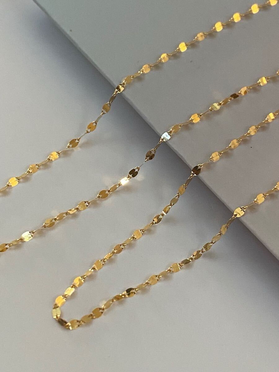 K18金ネックレス　キラキラペタルチェーン　k18YG 45cm AU750/刻印あり　イエローゴールド　_画像6
