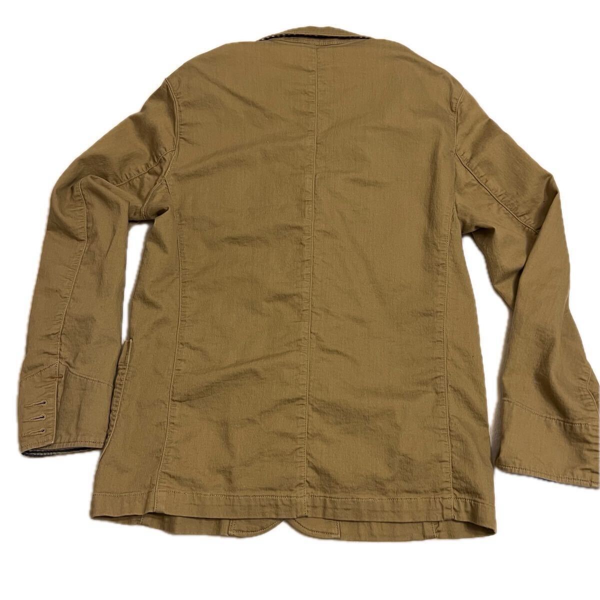 ★美品★ NAVY テーラードジャケット XL ベージュ系 綿混 ストライプ裏地 カジュアル ジャケット 即決あり_画像9