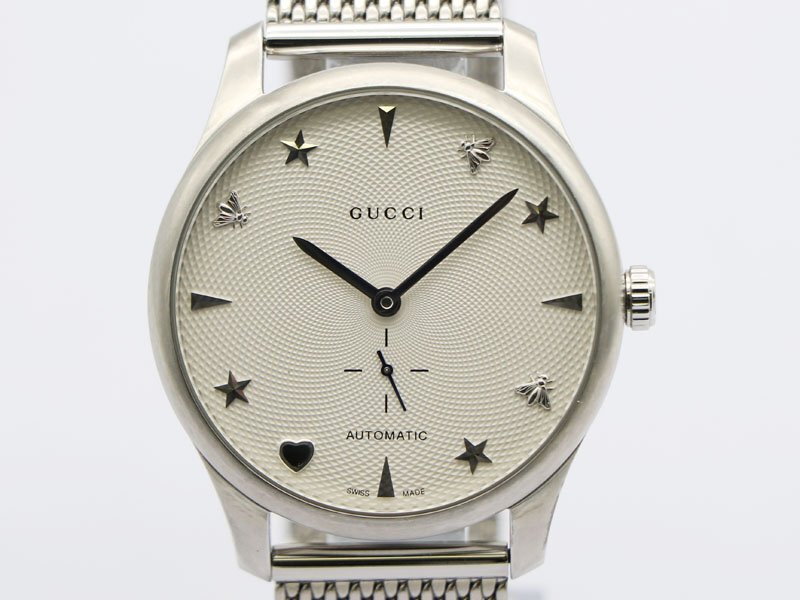 【 グッチ GUCCI 】 腕時計 YA126330 Gタイムレス ホワイト文字盤 SS 裏スケ 自動巻 レディース 新着 70198-4_画像1