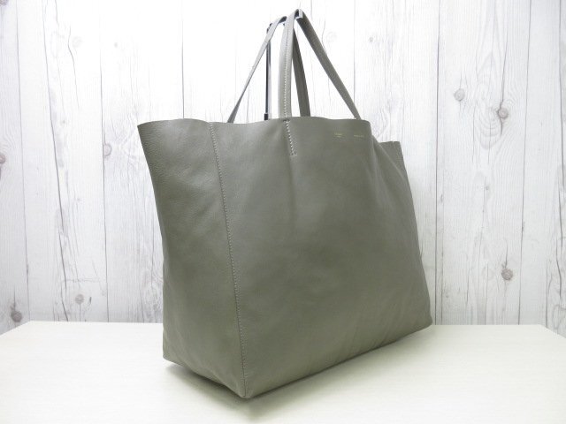 美品 CELINE セリーヌ ホリゾンタルカバ トートバッグ ショルダーバッグ バッグ レザー グレー A4可 90427_画像3