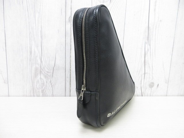 極美品 BALENCIAGA バレンシアガ トライアングル クラッチバッグ ポーチ バッグ レザー 黒 90955_画像5