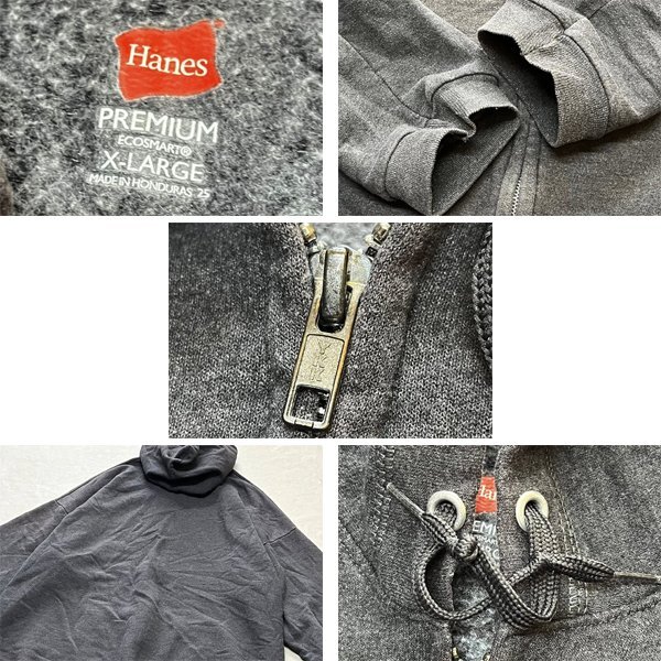 1点物◆ヘインズHANESグレー無地ジップアップパーカー古着メンズXLレディースOKアメカジ90sストリート/スポーツブランドUSトレーナー362251_画像2