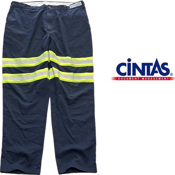 1点物◆CiNTASリフレクター反射板ワークパンツ紺チノパン古着メンズXXLレディースOKアメカジ90sストリート/スポーツUSAブランド中古362269_画像1