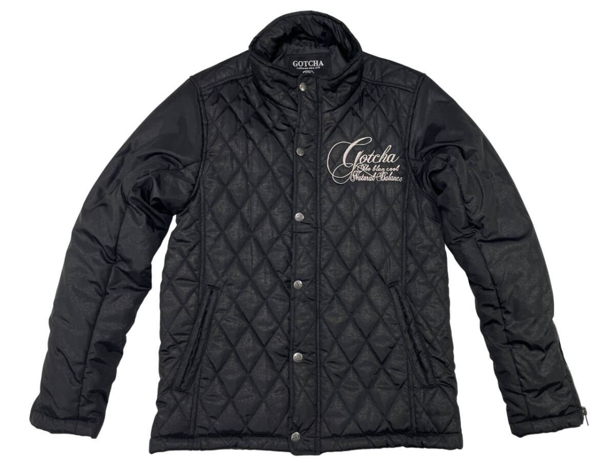 GOTCHA Gotcha стеганная куртка (M размер ) Logo вышивка черный мужской морщина кожа образец