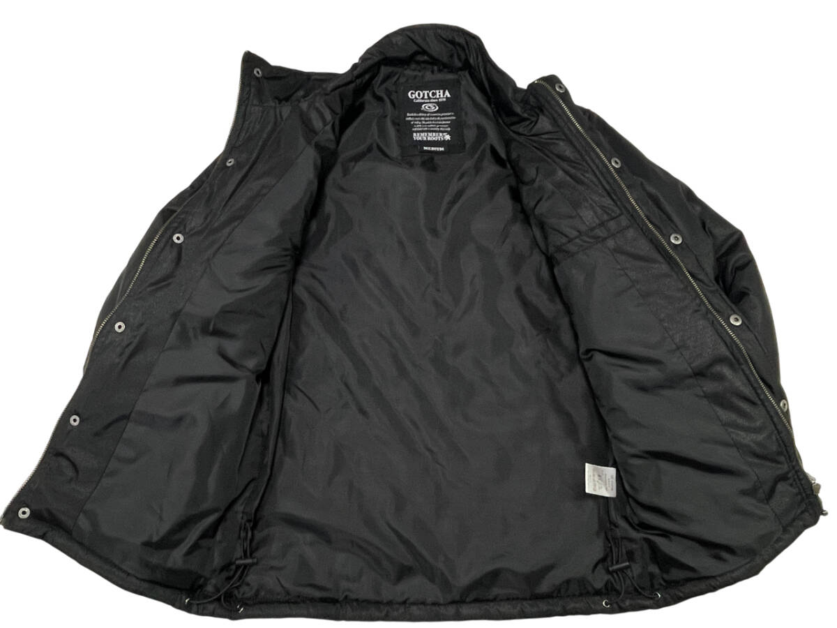 GOTCHA Gotcha стеганная куртка (M размер ) Logo вышивка черный мужской морщина кожа образец