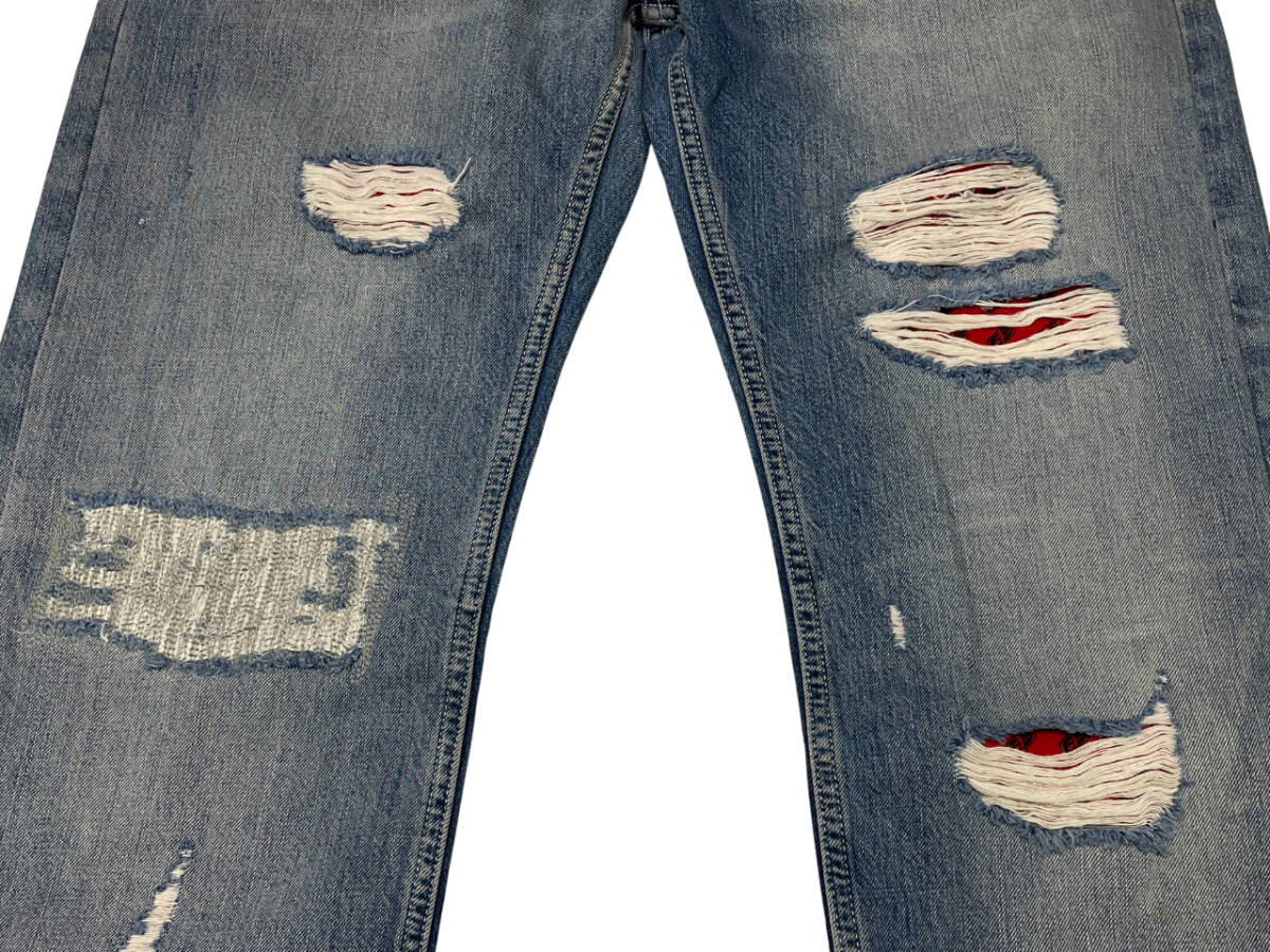 55DSL PARKYE W32 (約83cm W33相当) フィフティーファイブディーエスエル ダメージ・リペア加工 デニムパンツ ジーンズ DIESEL ディーゼル_画像8