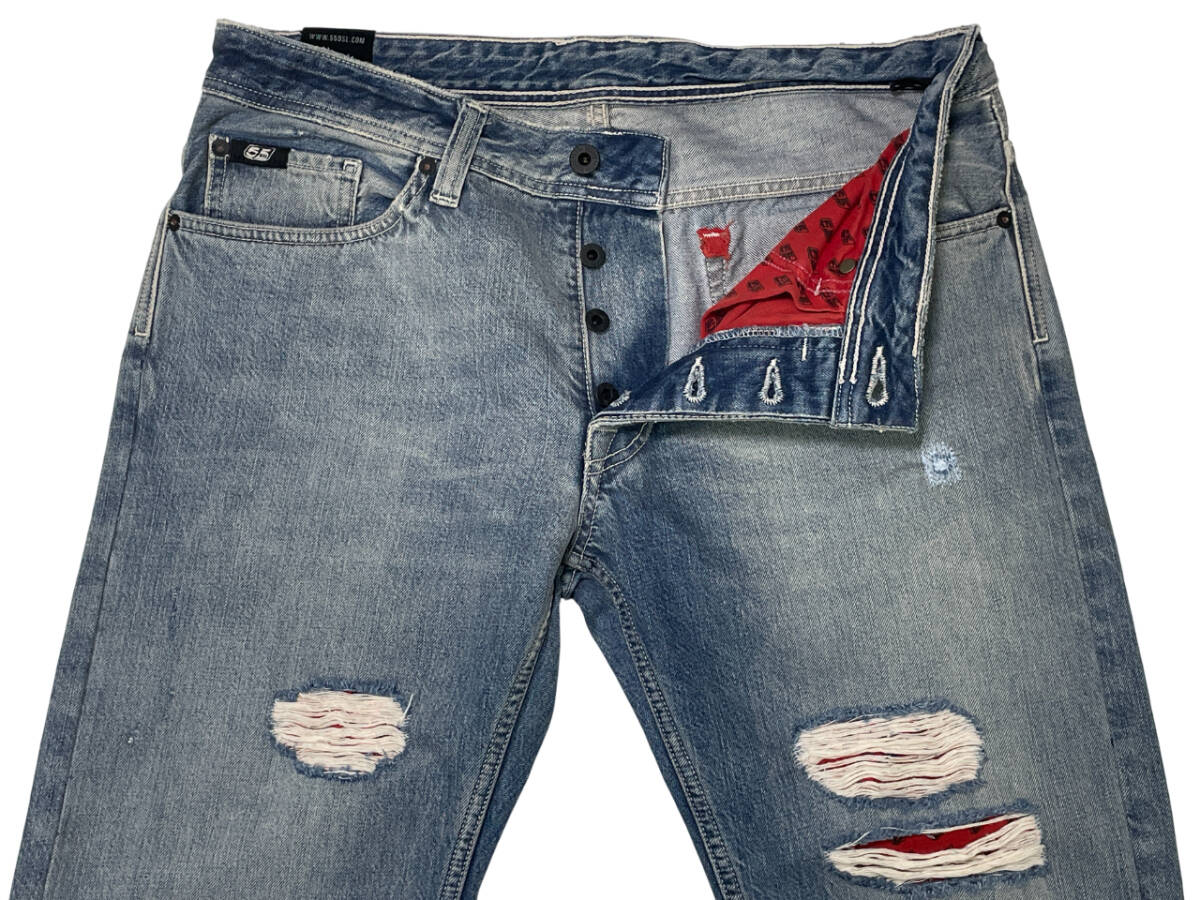 55DSL PARKYE W32 (約83cm W33相当) フィフティーファイブディーエスエル ダメージ・リペア加工 デニムパンツ ジーンズ DIESEL ディーゼル_画像5