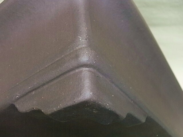 ｛華彩｝　常滑松泉焼山秋　外縁下紐長方鉢！≒36cm　釘彫り落款_画像3