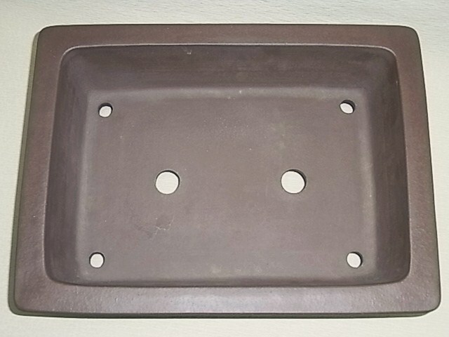 ｛華彩｝　常滑松泉焼山秋　外縁下紐長方鉢！≒36cm　釘彫り落款_画像6