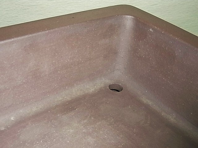 ｛華彩｝　常滑松泉焼山秋　外縁下紐長方鉢！≒36cm　釘彫り落款_画像9