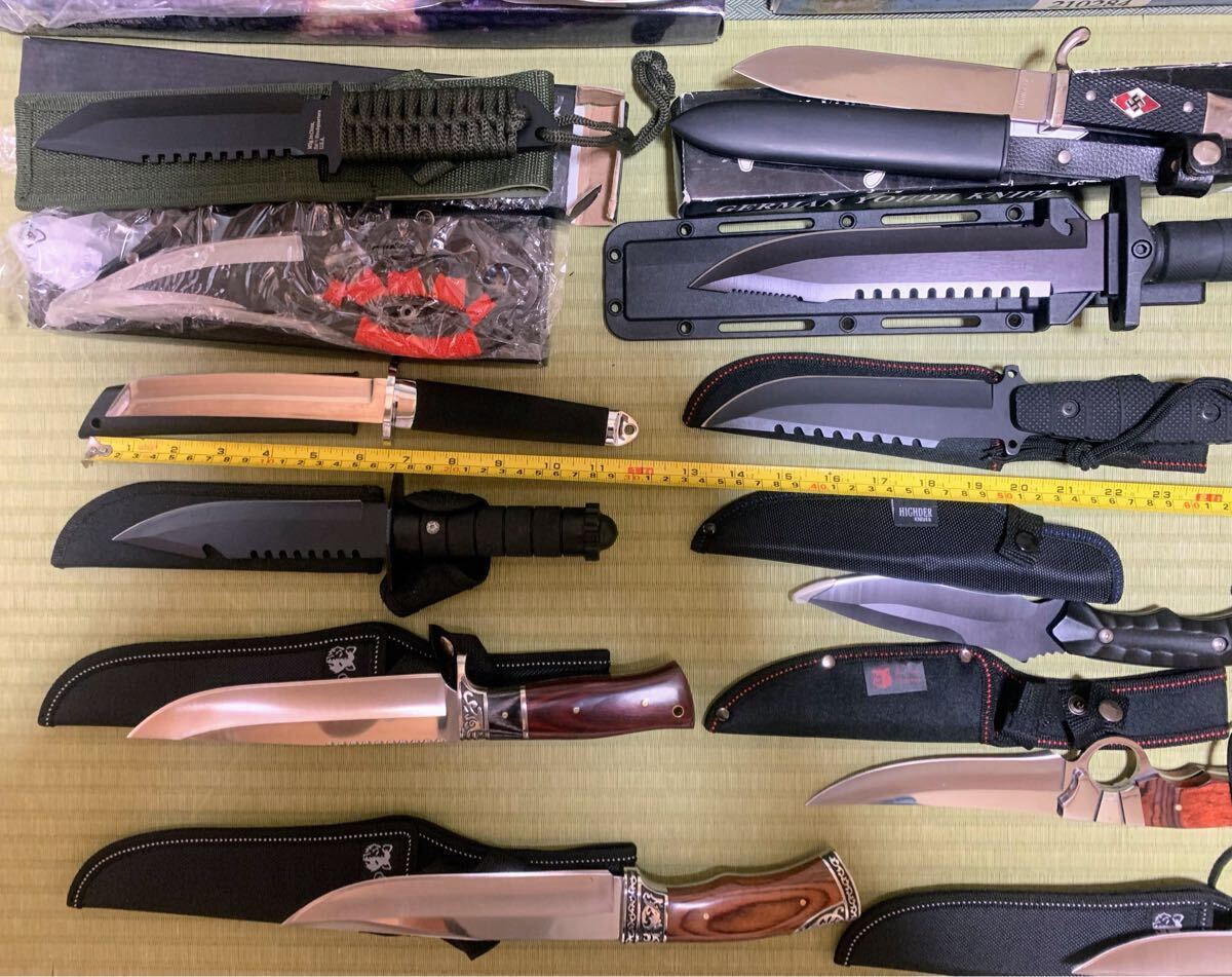 サバイバルナイフ等大量23本セット 未使用 検索:コロンビア/S&W/アウトドア/ハンティング/鉈/マチェット/斧/シースナイフ/鞘付/観賞用