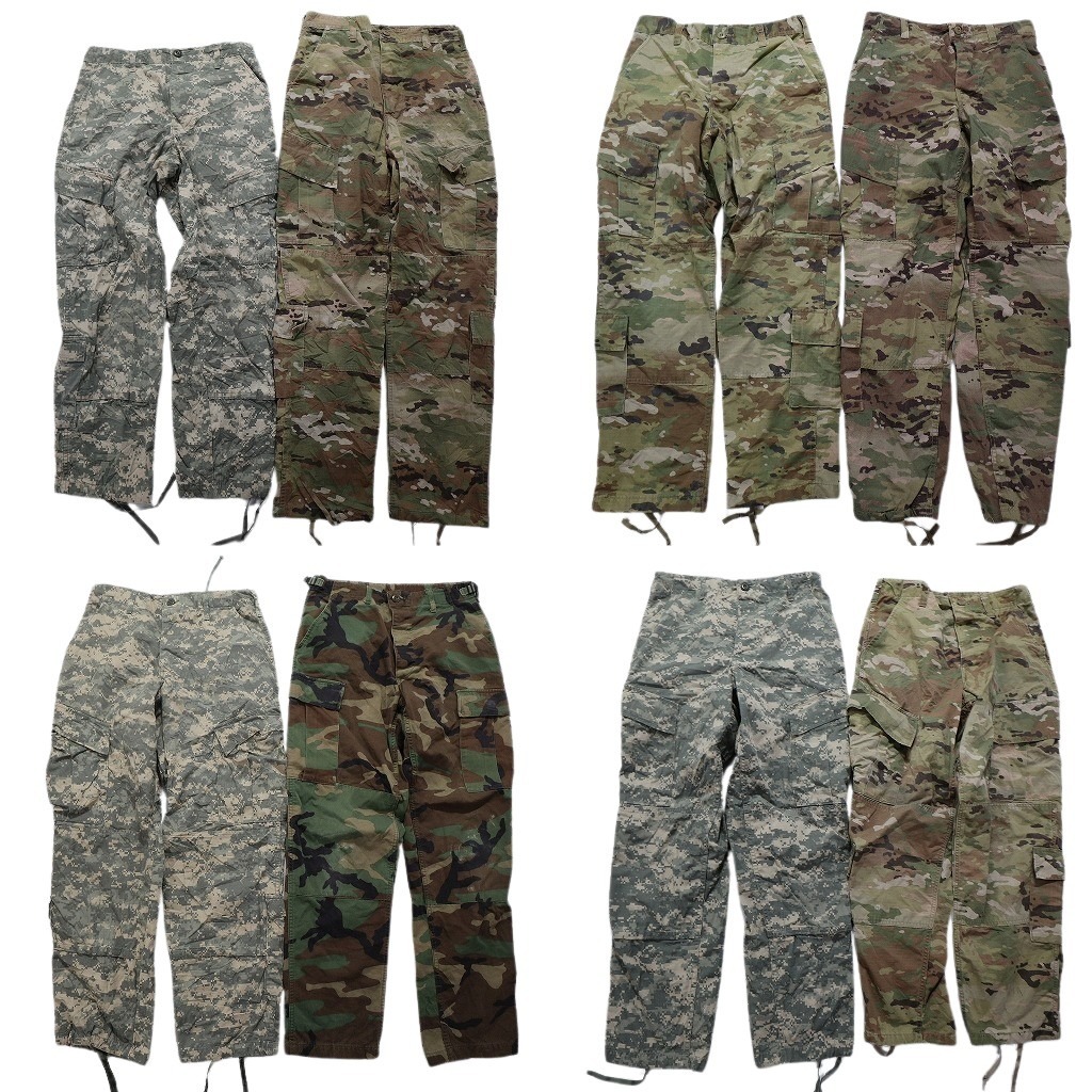 古着卸 まとめ売り 米軍実物 フィールドパンツ ミリタリー 8枚セット (メンズ S ) ウッドランド デジカモ マルチカム 中古 古着 NC1587