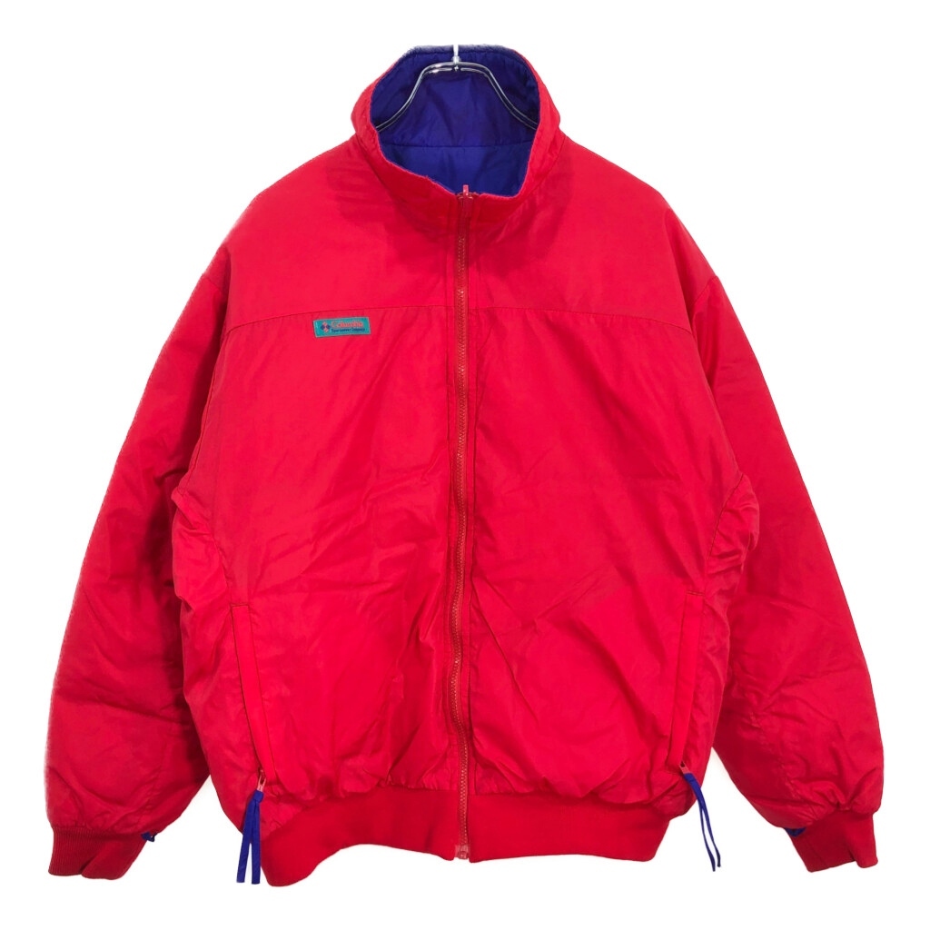 90年代 Columbia コロンビア リバーシブル ダウンジャケット アウトドア レッド(メンズ L)中古 古着 U6770_画像1