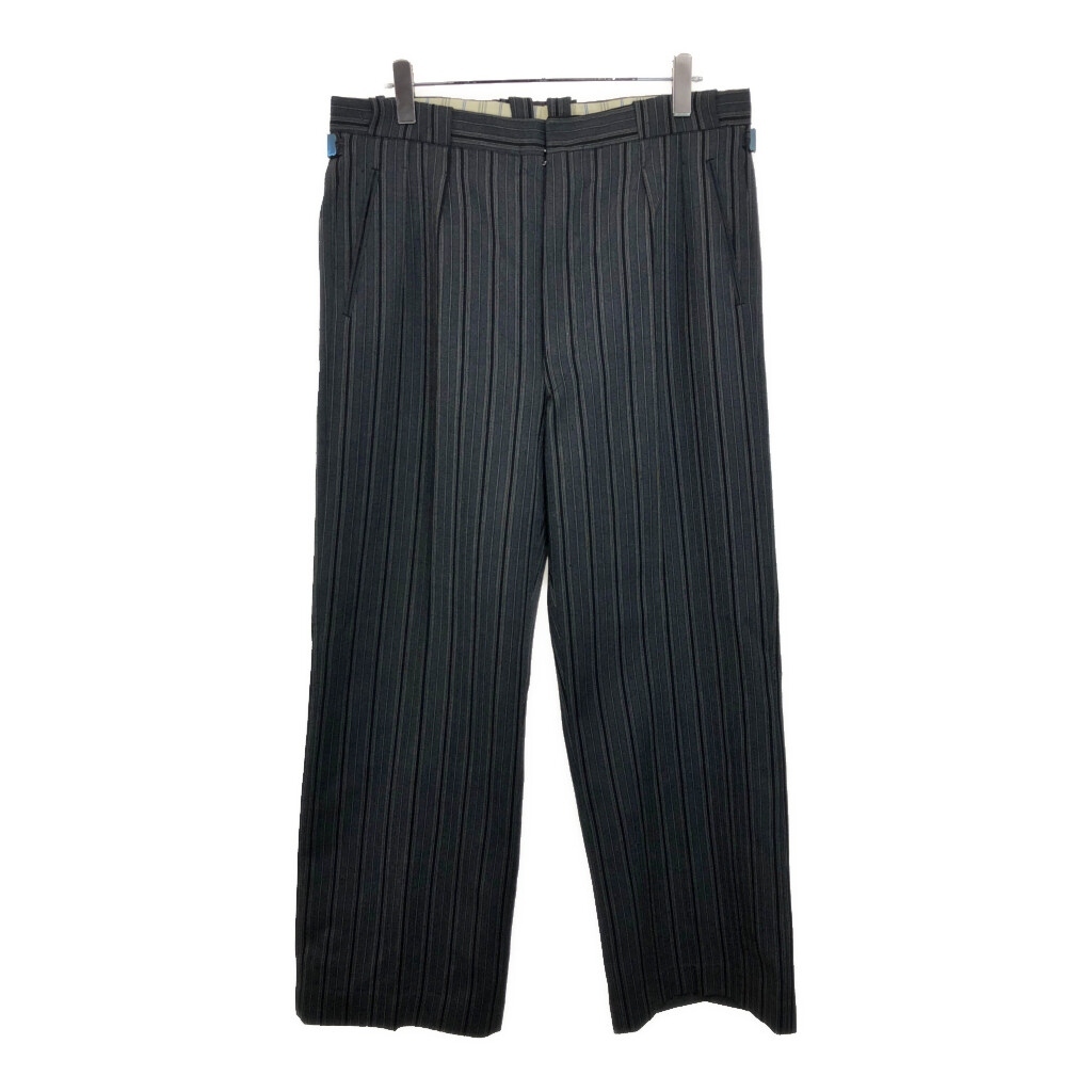 50年代 2タック ウール スラックスパンツ ヴィンテージ ストライプ グレー(メンズ W36 L33相当)中古 古着 V0039_画像1