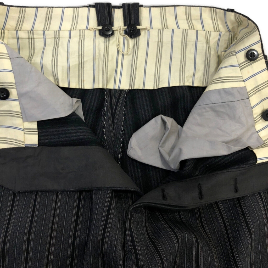 50年代 2タック ウール スラックスパンツ ヴィンテージ ストライプ グレー(メンズ W36 L33相当)中古 古着 V0039_画像6