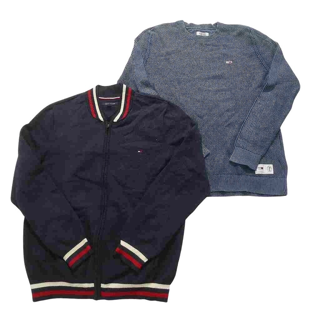 古着卸 まとめ売り トミーヒルフィガー セーター 6枚セット (メンズ L ) Vネック カーディガン フルジップ NC3168 1円スタート_画像2