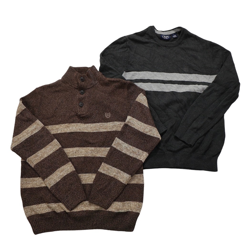 古着卸 まとめ売り チャップス CHAPS セーター 6枚セット (メンズ M ) ボーダー ライン ハーフボタン ハーフジップ NC3231 1円スタート_画像5