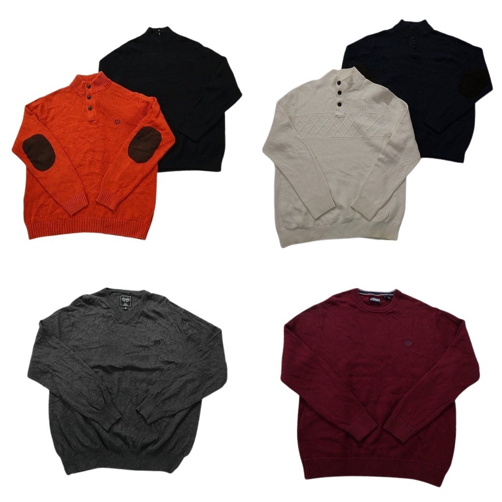 古着卸 まとめ売り チャップス CHAPS セーター 6枚セット (メンズ L ) エルボーパッチ ハーフボタン ハーフジップ NC3229 1円スタート_画像1